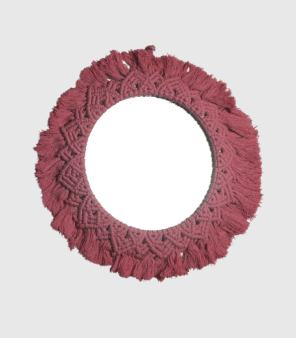 Rose Quartz Macrame Sunburst Mirror