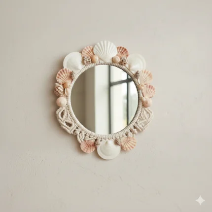 Handmade Decorative Macramé Shell Mirror