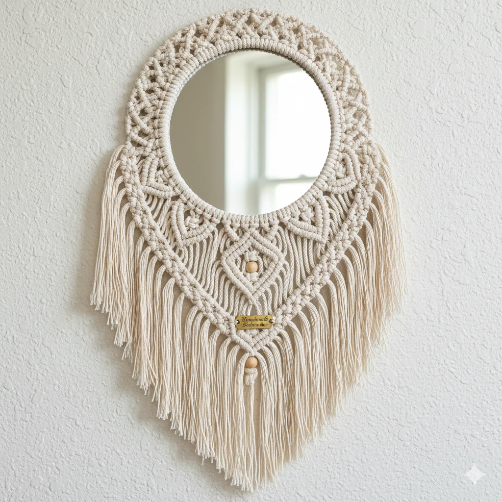 Handmade Macramé Boho Frame Wall Mirror