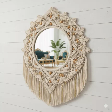 Handmade Macramé Queen Mirror