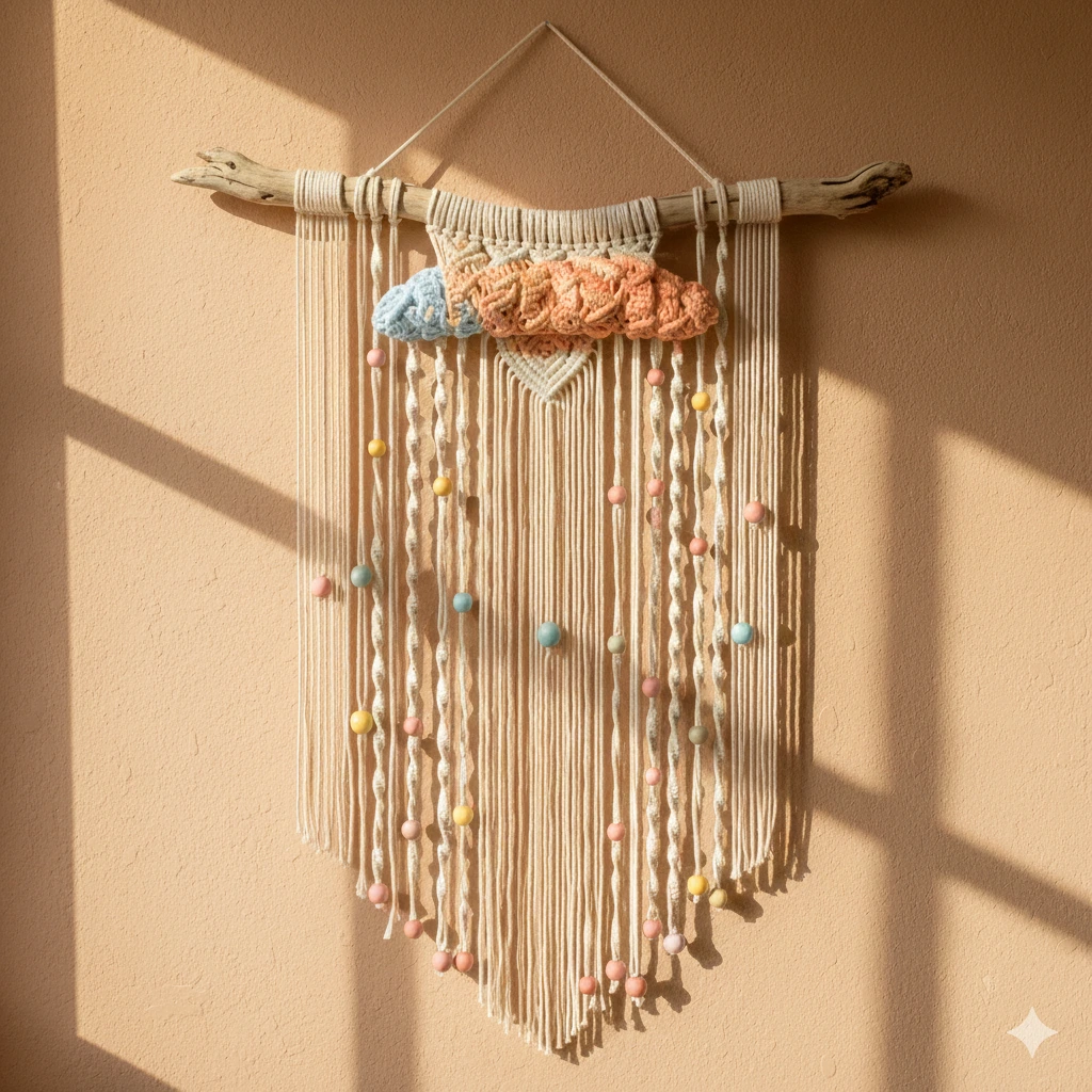 Macramé Rain Wall Hanging1